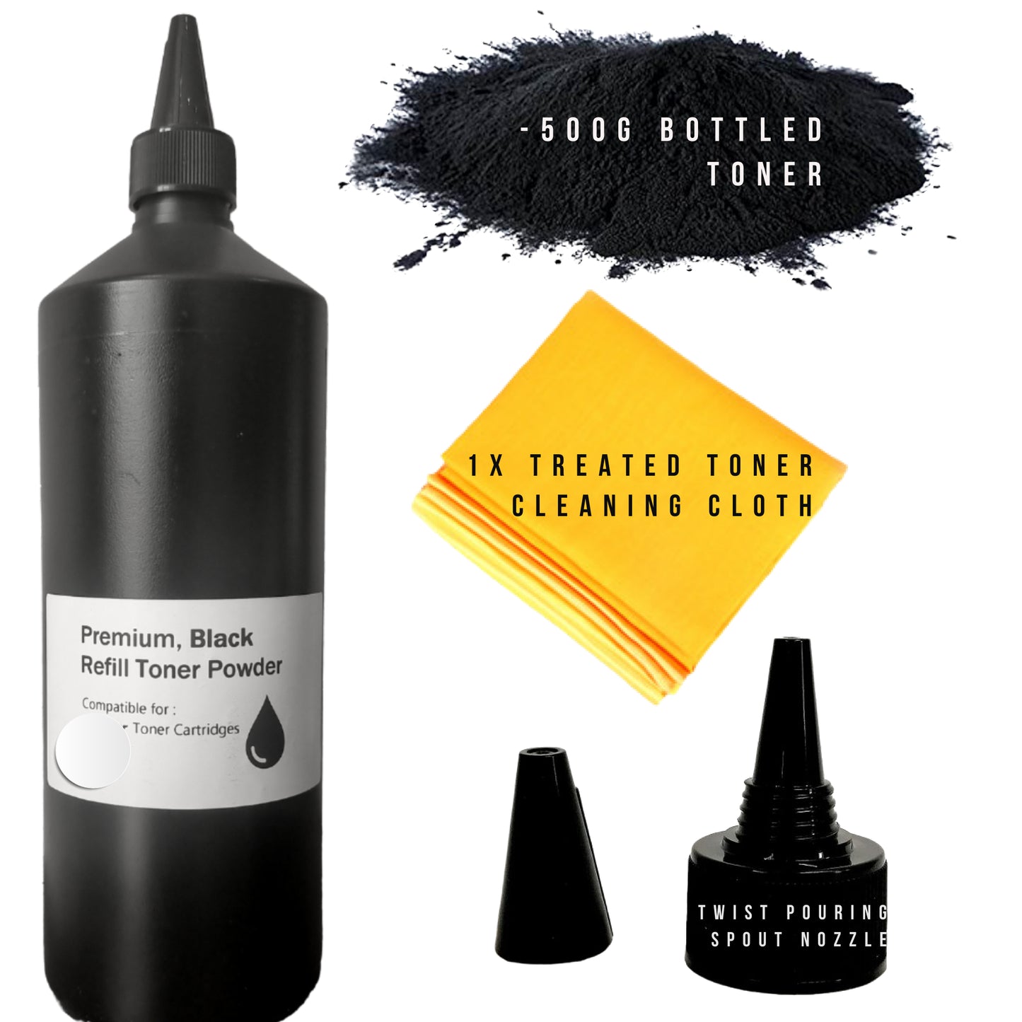 Premium HP MONO Black Toner Powder Refill Kit 500g
