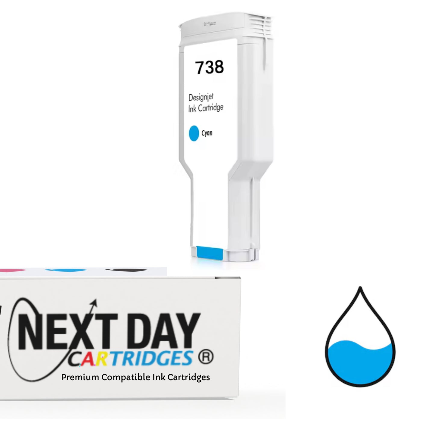 Premium Compatible (676M6A) HP 738XL Cyan Ink Cartridge HP Designjet T850 T950 Printer