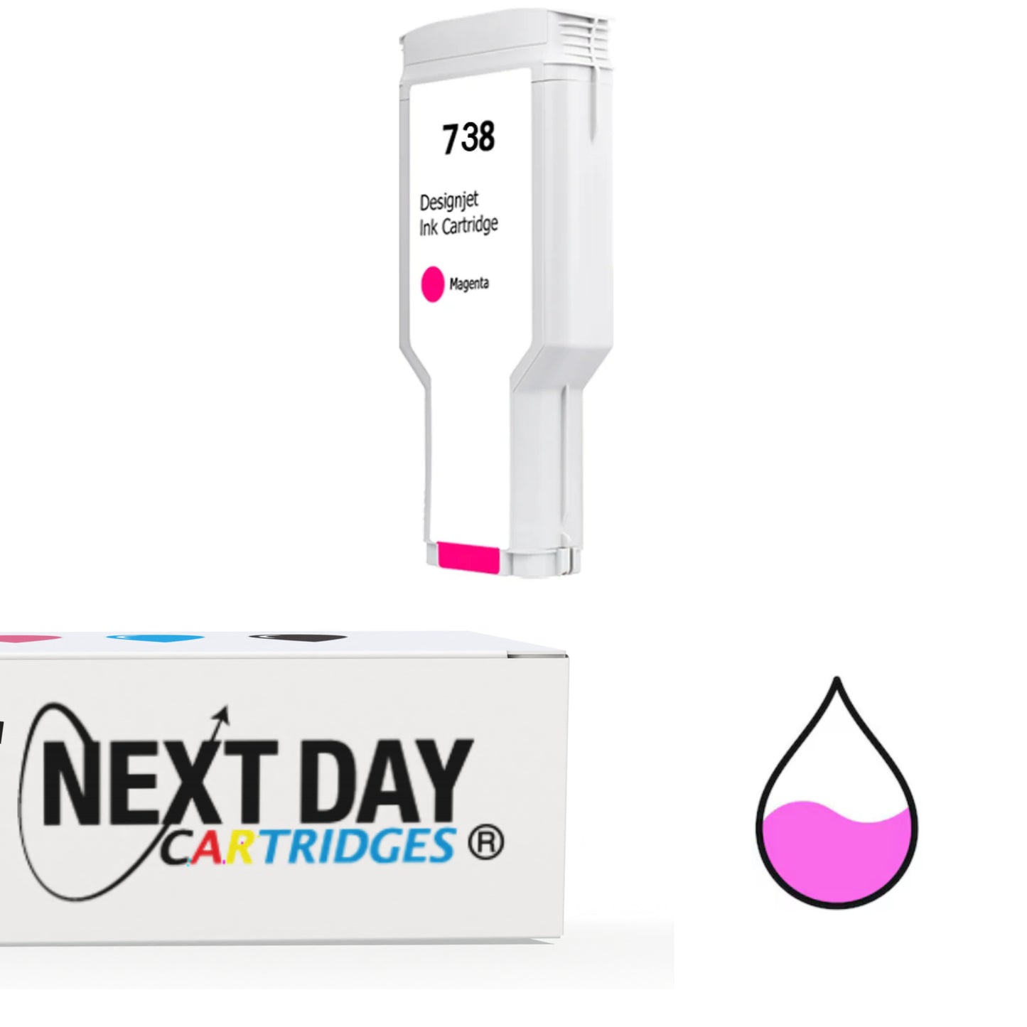 Premium Compatible (676M7A) HP 738XL Magenta Ink Cartridge HP Designjet T850 T950 Printer