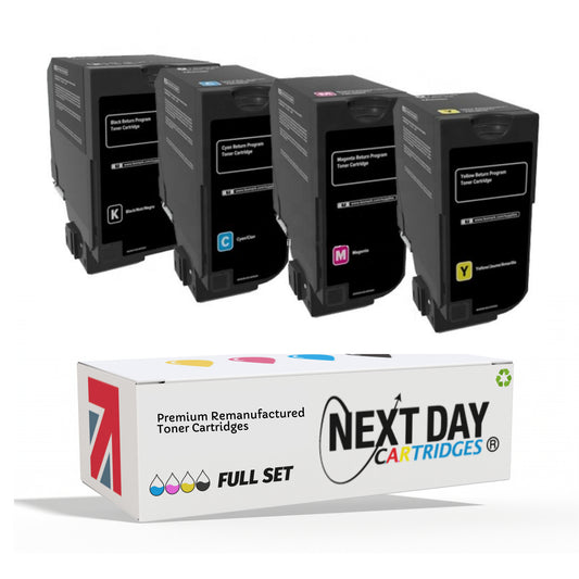 Remanufactured Lexmark CS727 CS728 CX727 Toner Cartridge Multi-Pack Full Set 75B20K0 75B20C0 75B20Y0 7520M0  Black Colour Color