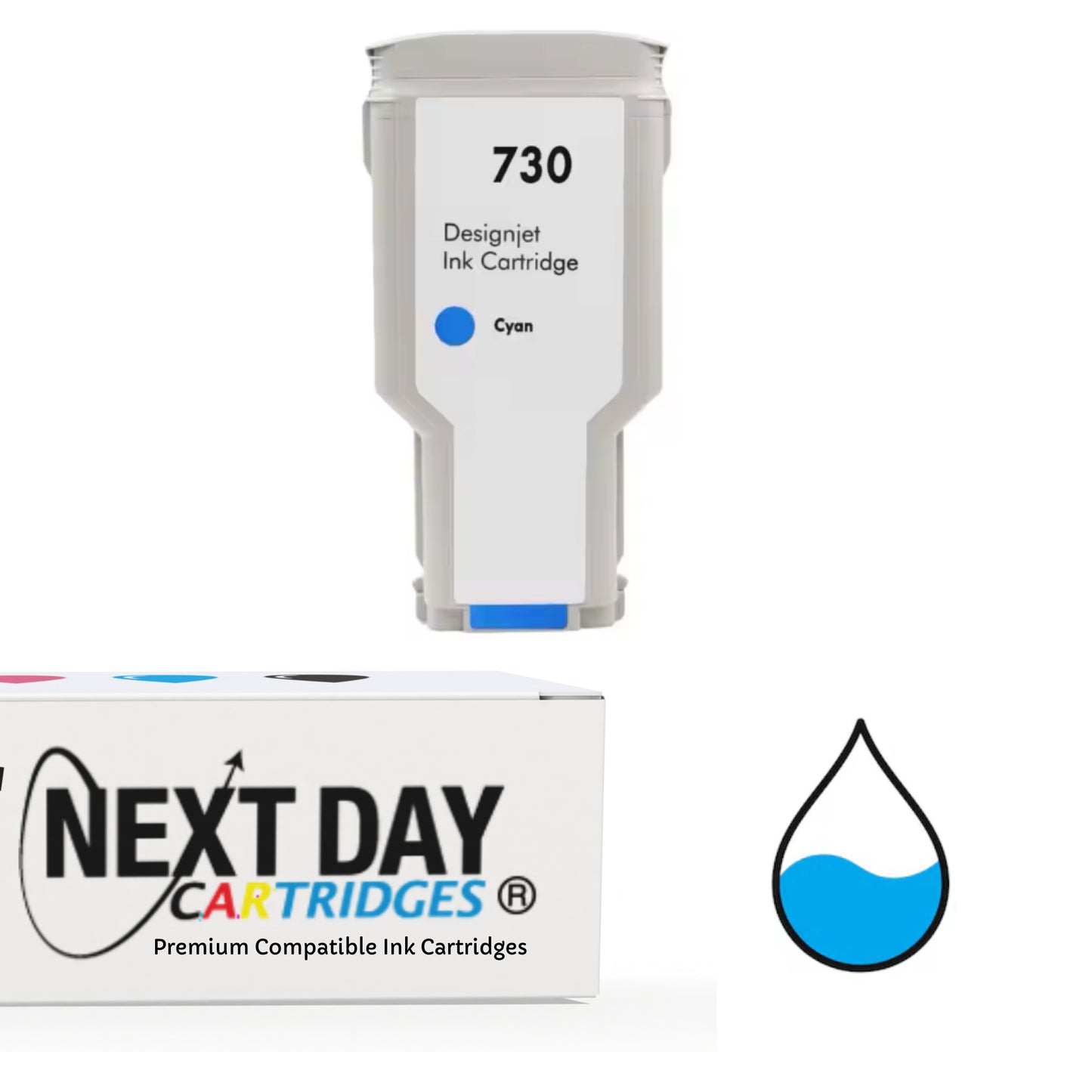 Premium Compatible (P2V68A) HP 730 Cyan Ink Cartridge Hp Designjet T1600 T1600dr T1700 T1700dr T2600 T2600dr