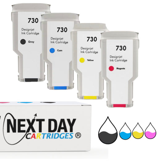 Premium Compatible HP 730 CMYK Multi-Pack Full Set Ink Cartridge Hp Designjet T1600 T1600dr T1700 T1700dr T2600 T2600dr