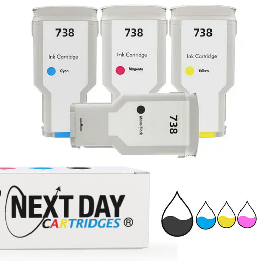 Premium Compatible HP 738XL CMYK Multi-Pack Full Set Ink Cartridge HP Designjet T850 T950 Printer
