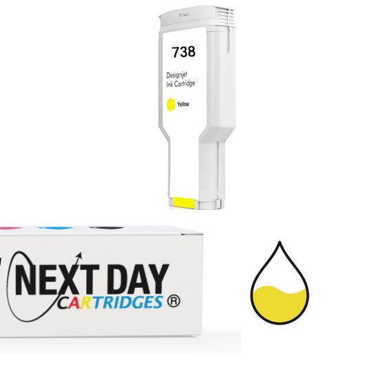 Premium Compatible (676M8A) HP 738XL Yellow Ink Cartridge HP Designjet T850 T950 Printer
