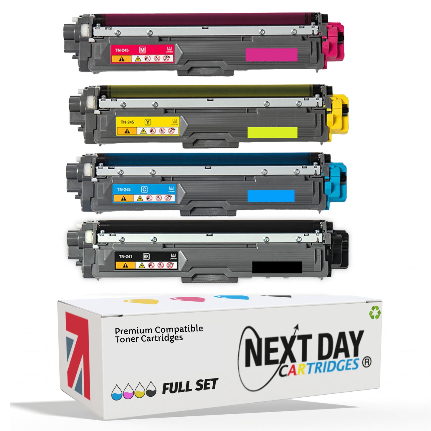 Compatible Brother Tn241 Tn245 Toner Cartridges Multi-Pack Full Set Printer Black Cyan Yellow Magenta