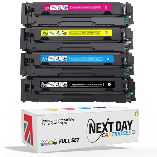 Compatible HP W2030X W2031X W2032X W2033X 415X High Capacity Toner Cartridges Multi-Pack Full Set Printer Premium Pro MFP M454 M479 M455 M480 Black Cyan Yellow Magenta